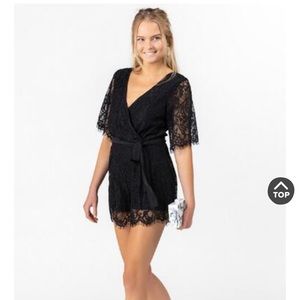 Francesca’s black lace romper NWT